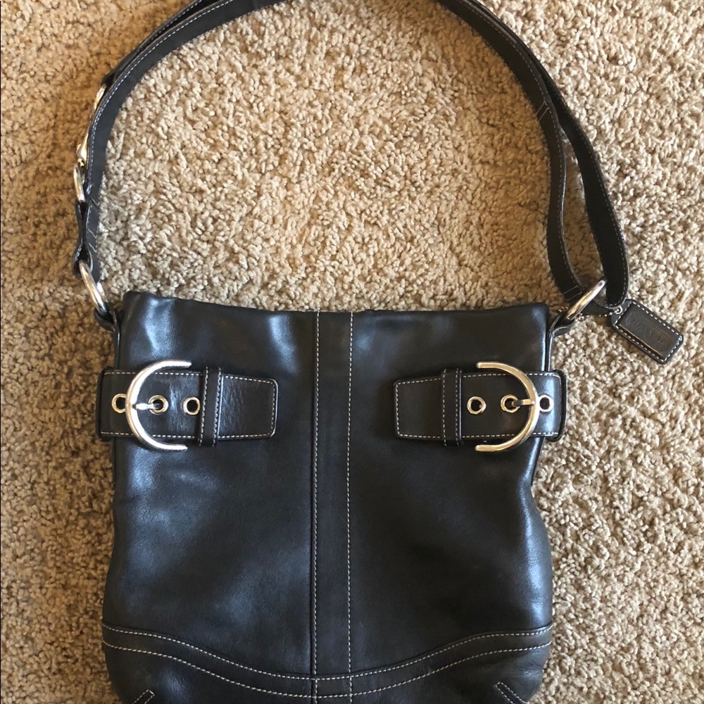 2 Piece Set-Coach Black Leather Bag And Wallet